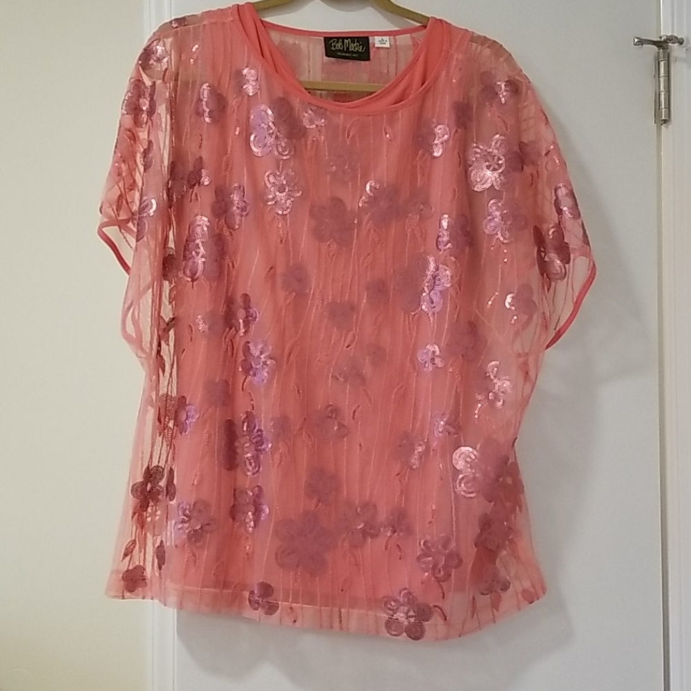 Bob Mackie coral top with tank